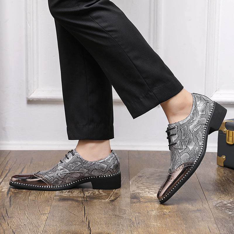 Men's classic striped oxford shoes by SHOWLU FASHION STORE, formal slip-on shoes crafted from PU leather with a stylish striped design.