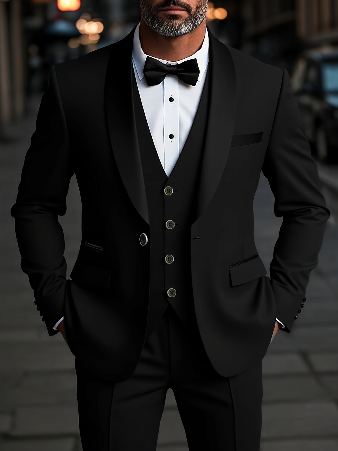 SHOWLU FASHION men's 3-piece suit with shawl collar jacket, vest, and pants, perfect for formal or business wear.
