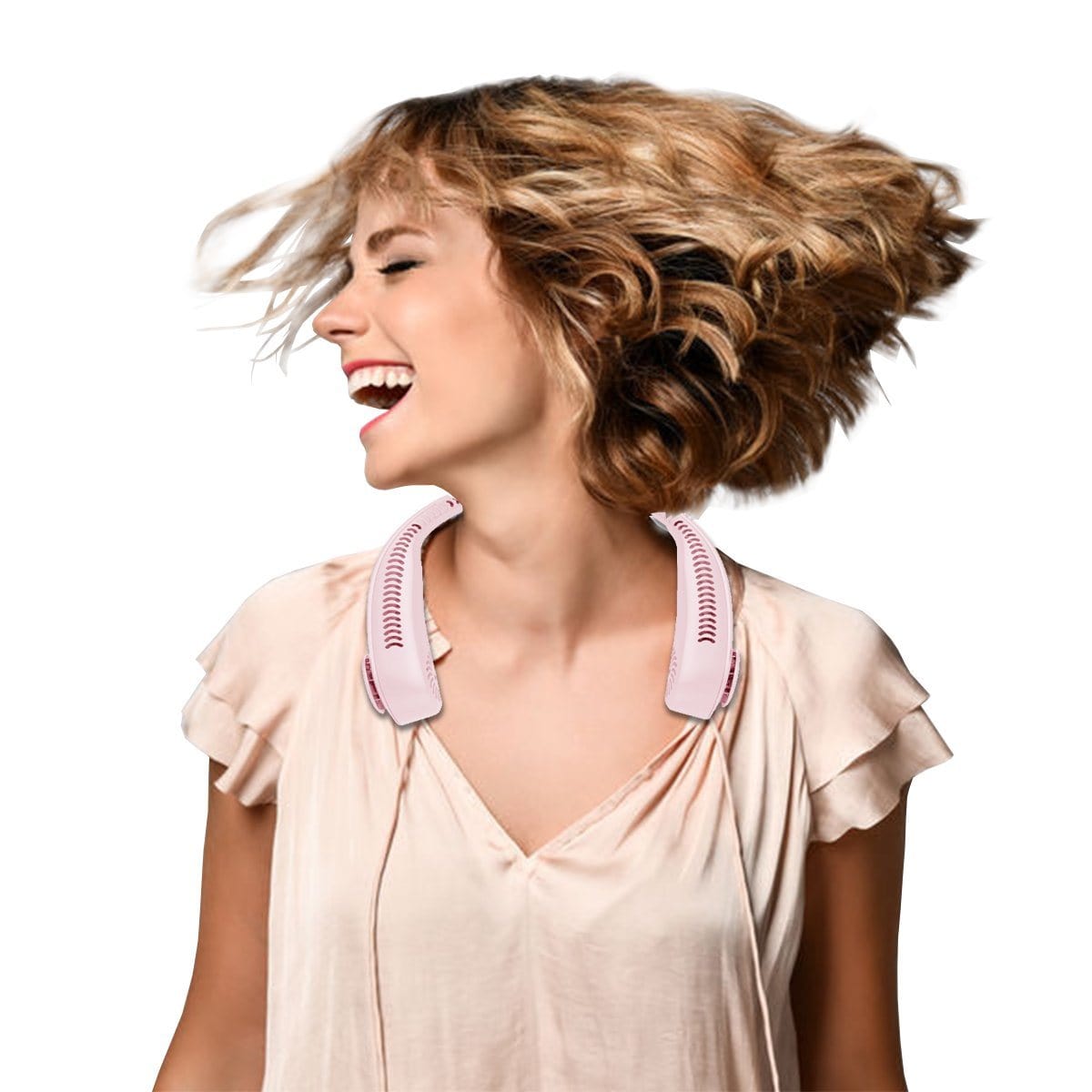 Doba bladeless neck fan, portable USB rechargeable hands-free fan worn around the neck for cooling and personal comfort.