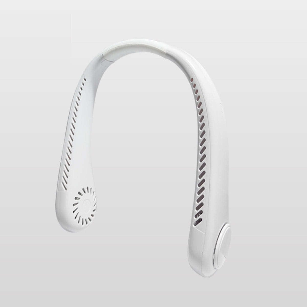 Doba bladeless neck fan worn around neck, portable USB rechargeable hands-free fan for cooling and personal comfort.