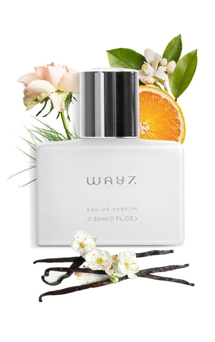 Way7 Eau De Parfum inspired by Coco Mademoiselle, vegan 30ml spray, showcasing the elegant bottle and sleek design.