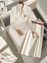Women's Formal Shirt - Stylish, Sophisticated | Metallic Accents, Zipper Design, Logo Detail for Commuting & Official Events