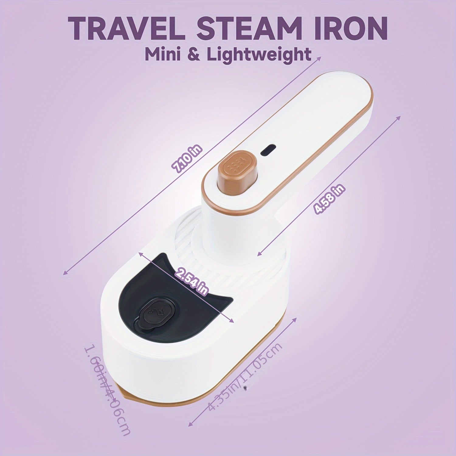 SHOWLU portable handheld travel steamer iron with 180° rotatable metal plate, compact design for easy garment steaming.