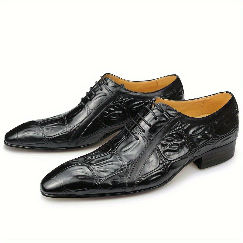 Men's SHOWLU FASHION cow leather derby shoes with formal lace-up design, classic Oxford style for stylish occasions.