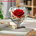 Red acrylic Bohemian heart statue by Showlu Fashion Store, decorative desktop ornament with a romantic rose design.