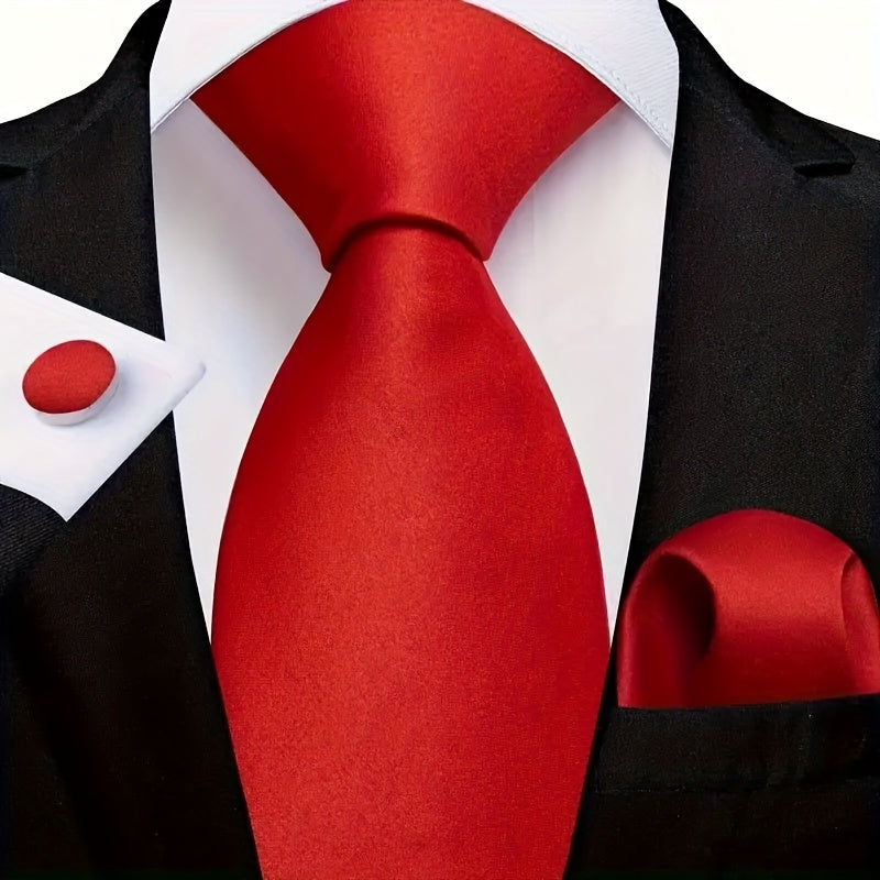 Set of three SHOWLU FASHION STORE men's solid color ties in black, red, and blue, displayed flat on a white background.