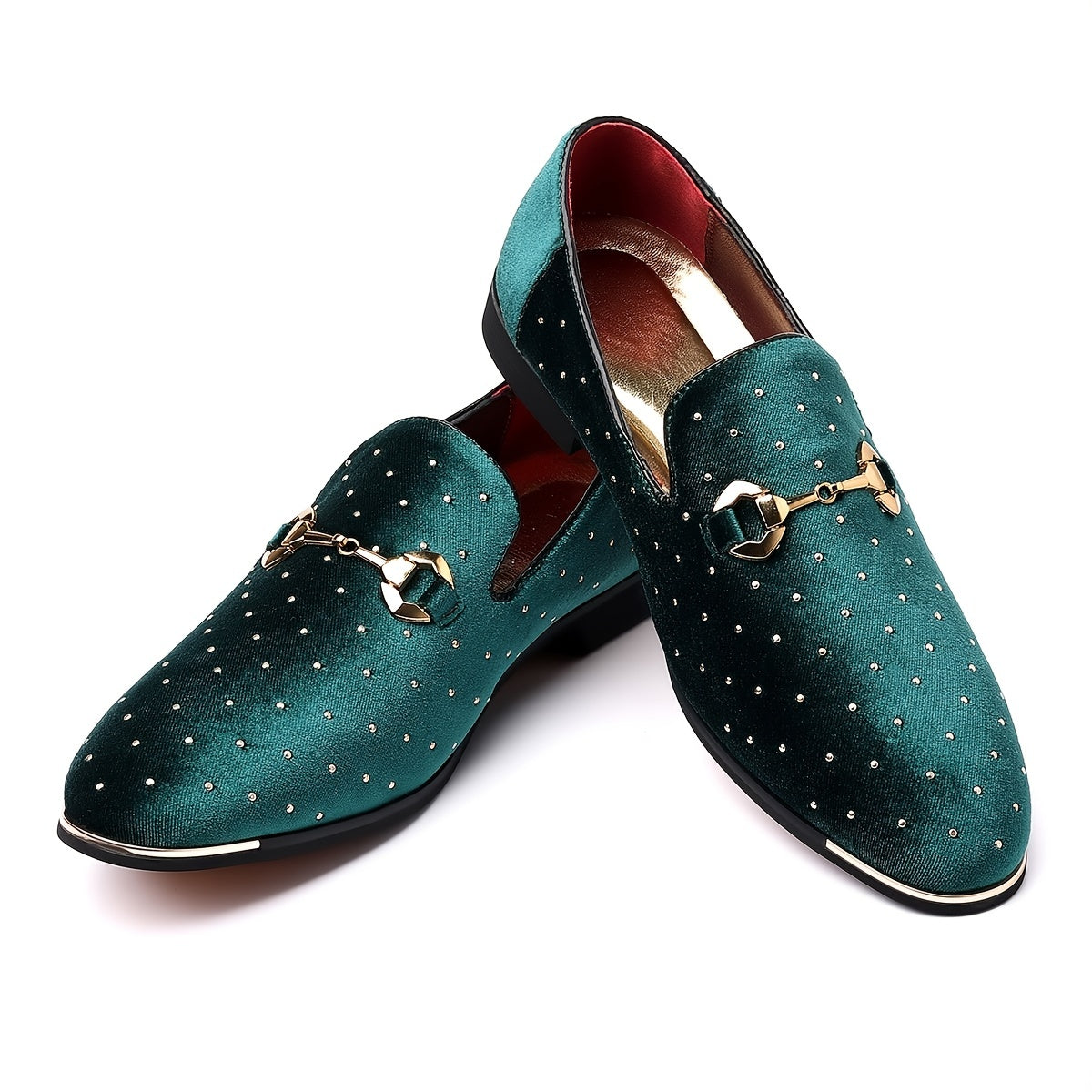 SHOWLU FASHION men's horsebit loafers with rhinestone glitter accents, stylish dress shoes for formal or casual wear.