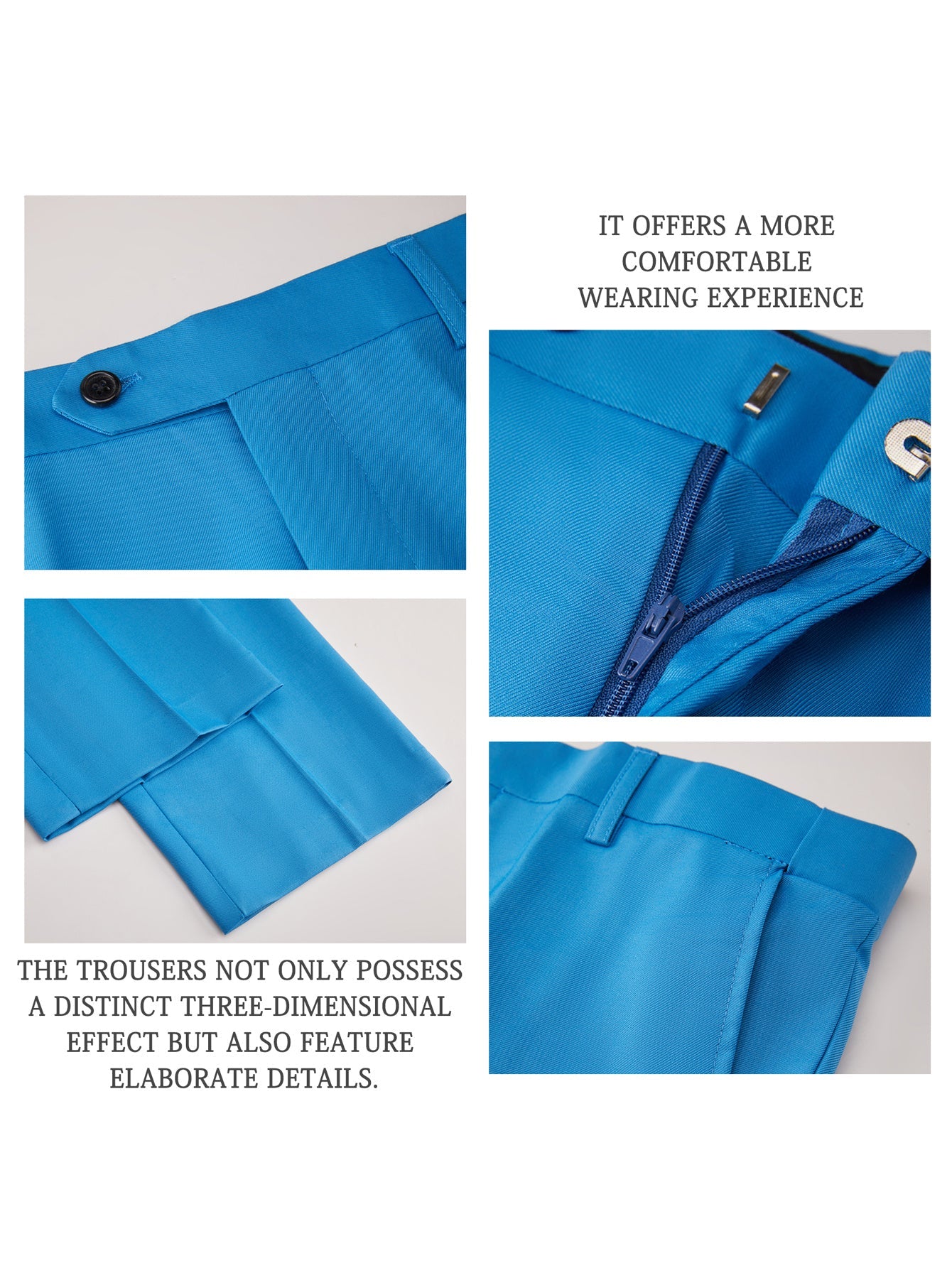 SHOWLU men's double-breasted slim fit suit in solid polyester, featuring a tailored jacket and matching trousers.