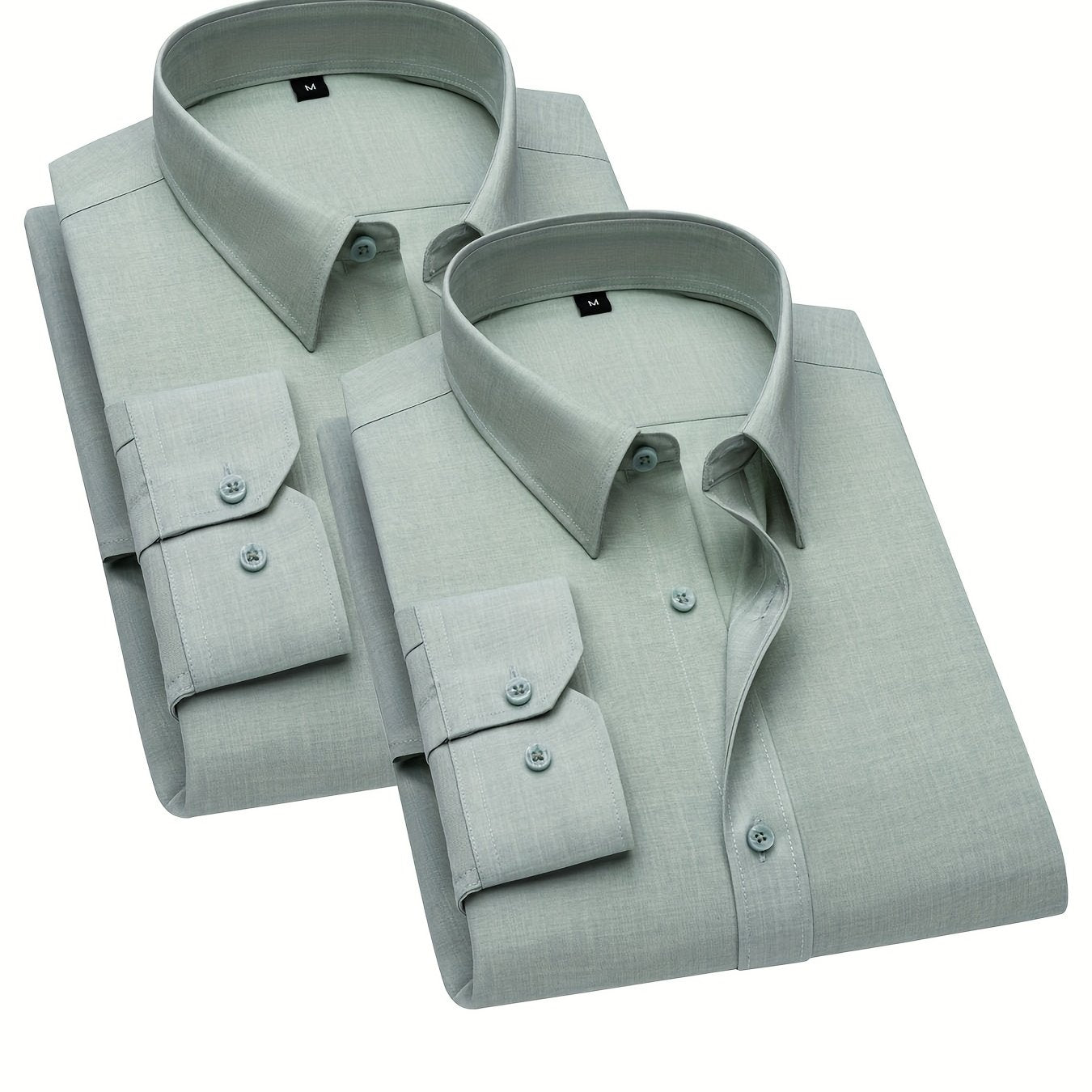 Showlu Fashion unisex artificial flax long sleeve casual shirts, displayed flat with button details and relaxed fit.