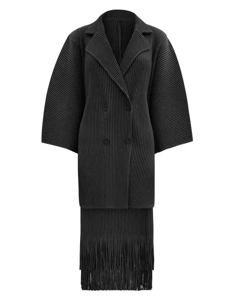 EGRM Women's pleated two-piece set with V-neck, batwing sleeves, and A-line skirt, casual autumn fashion by SHOWLU FASHION STORE