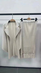 EGRM 2024 Autumn New Designer Pleated Suit Solid V - Neck Batwing Sleeve Casual Tassel A - line Skirt Women Two Piece Sets 6G0319 - SHOWLU FASHION STORE