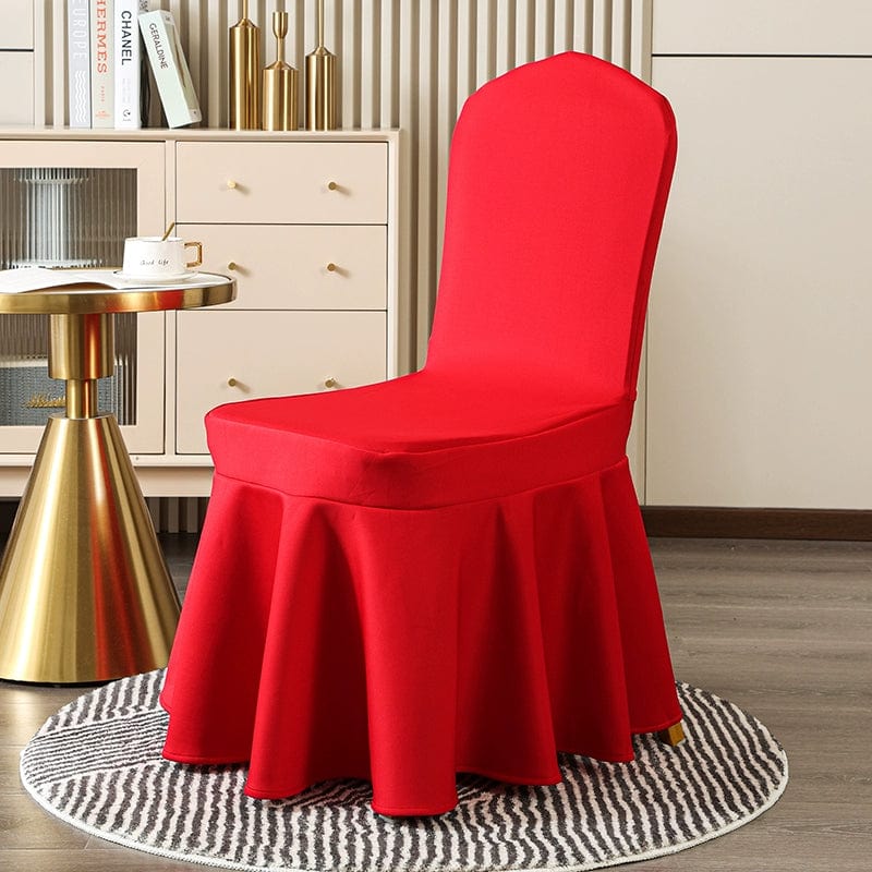 White Showlu thickened elastic chair cover made of cotton, suitable for banquets, weddings, and hotel events.