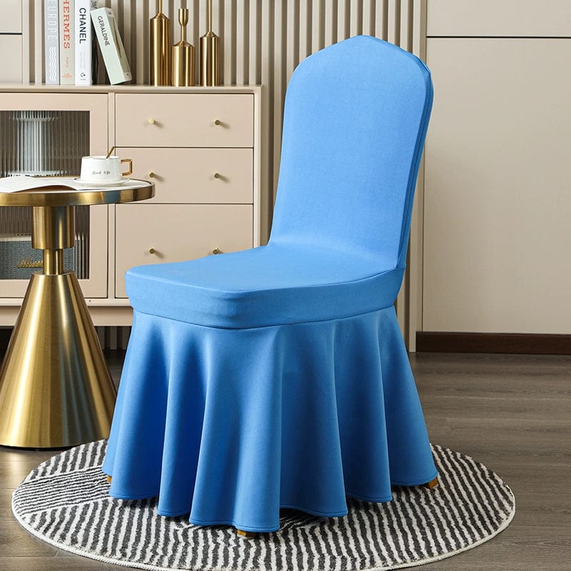 White Showlu Thickened Elastic Chair Cover, hotel banquet slipcover made of durable cotton, fits various chair sizes.