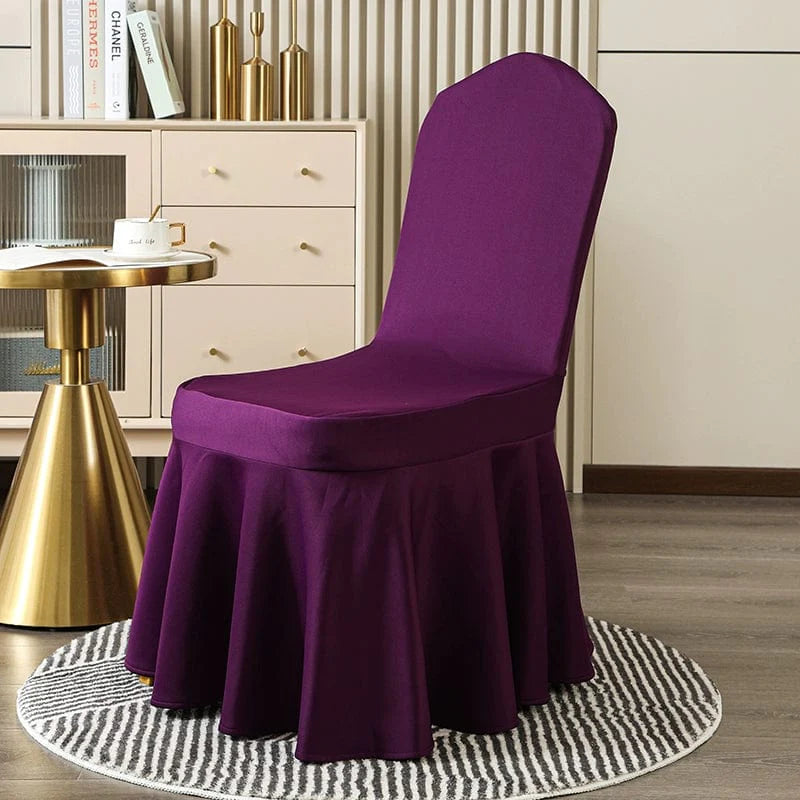 White Showlu thickened elastic cotton banquet chair cover, one-piece slipcover for hotel and wedding chair decoration.