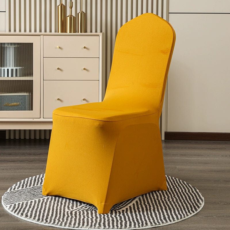 White elastic chair cover by Showlu Fashion Store, thickened cotton banquet slipcover for hotel and wedding chairs.