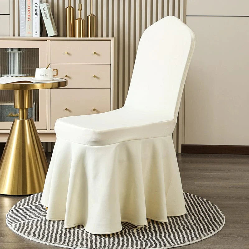 Showlu Thickened Elastic White Cotton Chair Cover for banquet and wedding, fits hotel and event chairs, neutral universal design