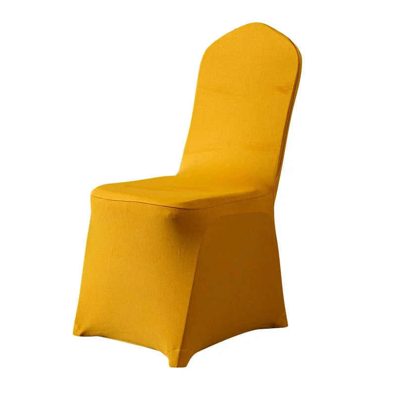 White Showlu thickened elastic chair cover with a one-piece design, suitable for banquet, wedding, and hotel chairs.