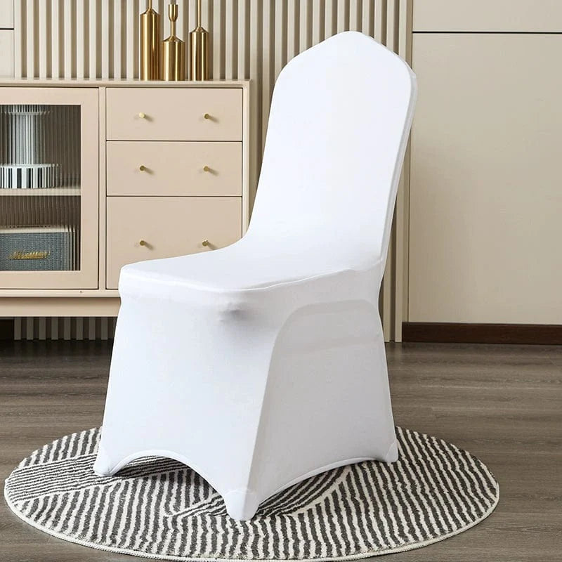 White elastic thickened chair cover by Showlu Fashion Store, crafted from cotton, ideal for banquet and wedding event seating.