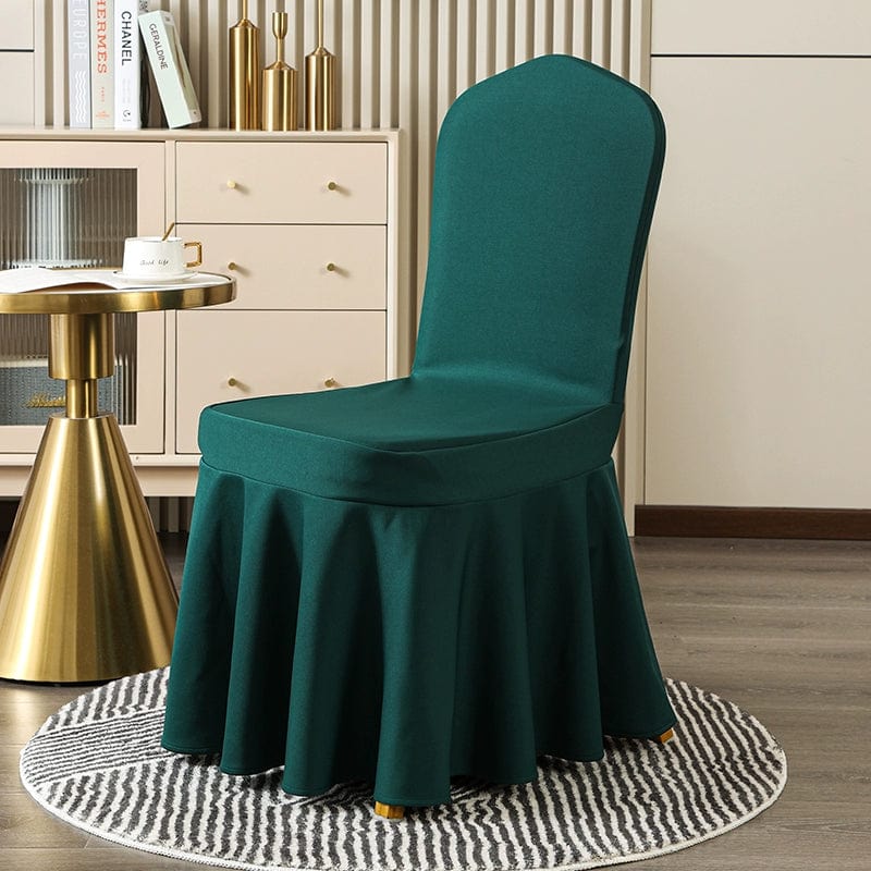 White elastic chair cover by Showlu Fashion Store, thickened cotton banquet slipcover for hotel, wedding, and banquet chairs.