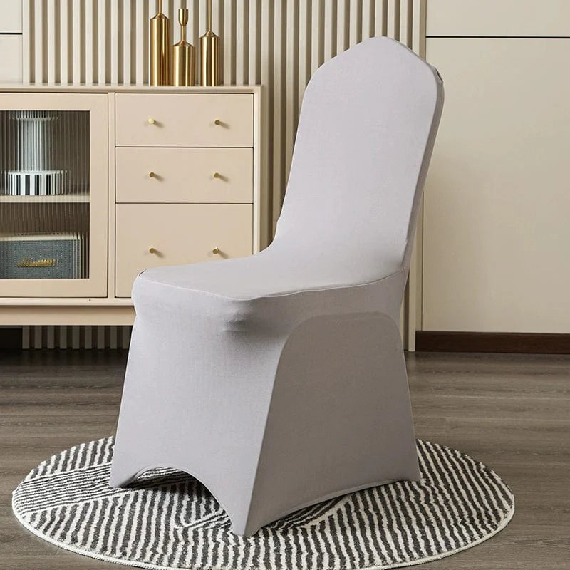 White cotton elastic chair cover by Showlu Fashion Store, thickened banquet slipcover for wedding and hotel chairs, universal fit.