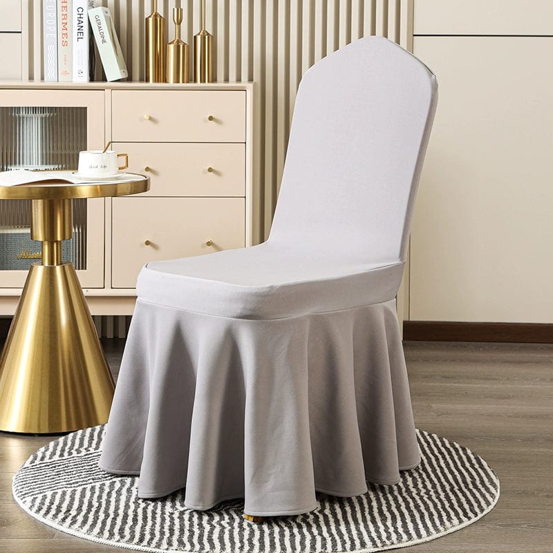 White Showlu Thickened Elastic Chair Cover made of cotton, perfect for banquets, weddings, and hotel events.