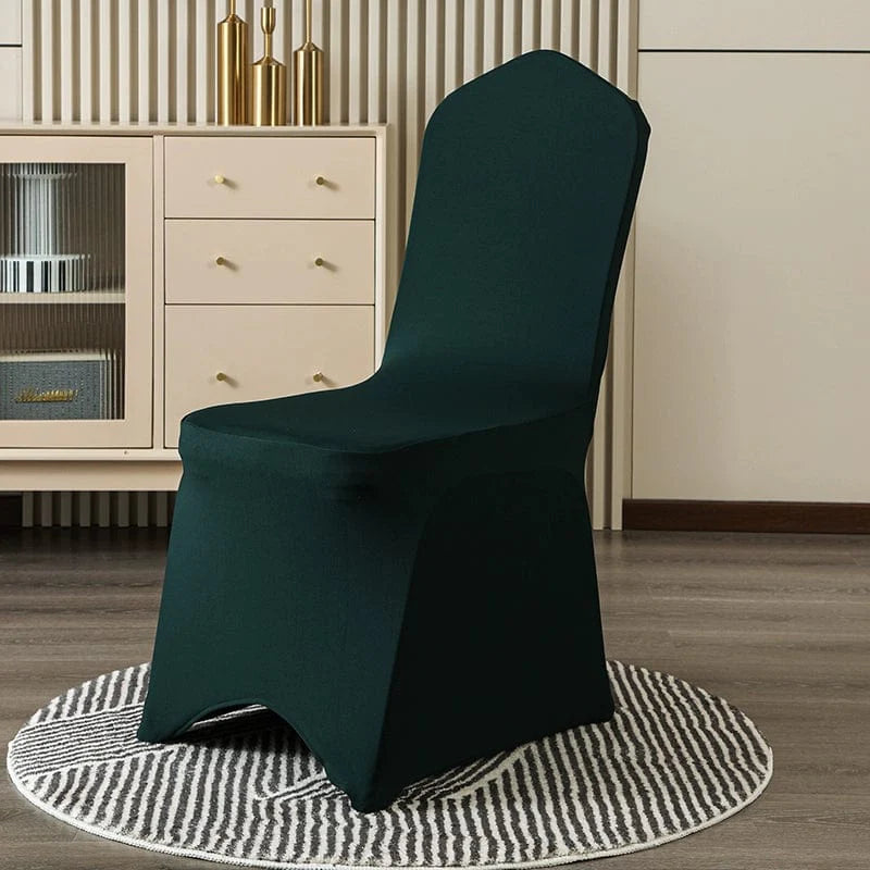 White Showlu Thickened Elastic Chair Cover made of cotton, designed for banquet and wedding chairs, universal fit for hotel events.