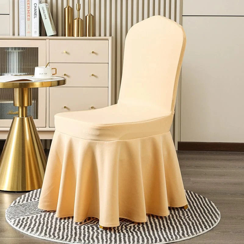 White Showlu thickened elastic chair cover made of cotton, ideal for banquets, weddings, and hotel events.