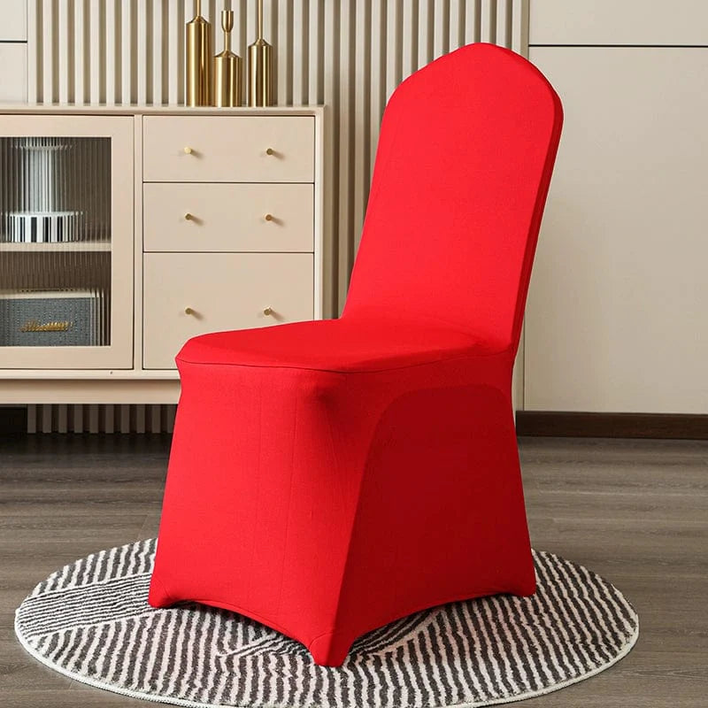 White Showlu thickened elastic cotton banquet chair cover, one-piece hotel and wedding slipcover, neutral and all-inclusive design.
