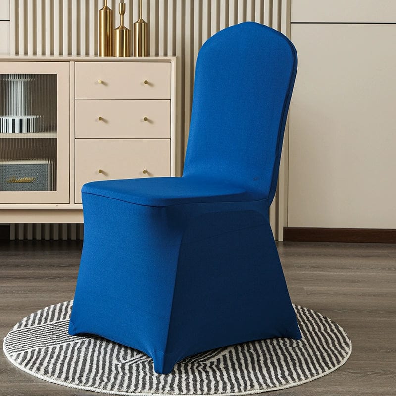 White Showlu Thickened Elastic Cotton Chair Cover, banquet slipcover fitting hotel and wedding chairs with a snug, all-inclusive design.