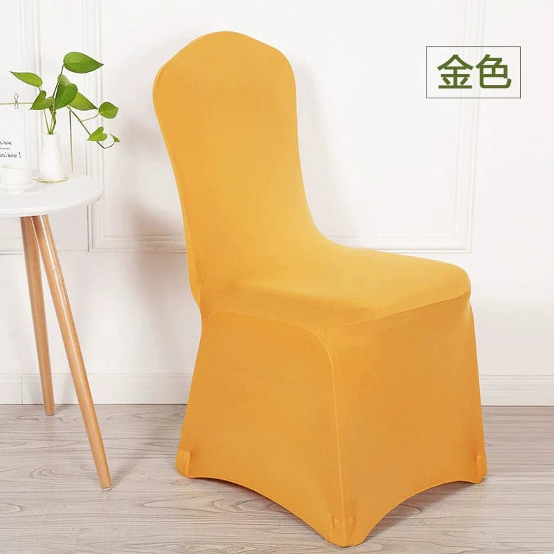 White Feixiu thickened elastic chair cover fitting modern banquet and conference chairs for dining, wedding, and hotel events.