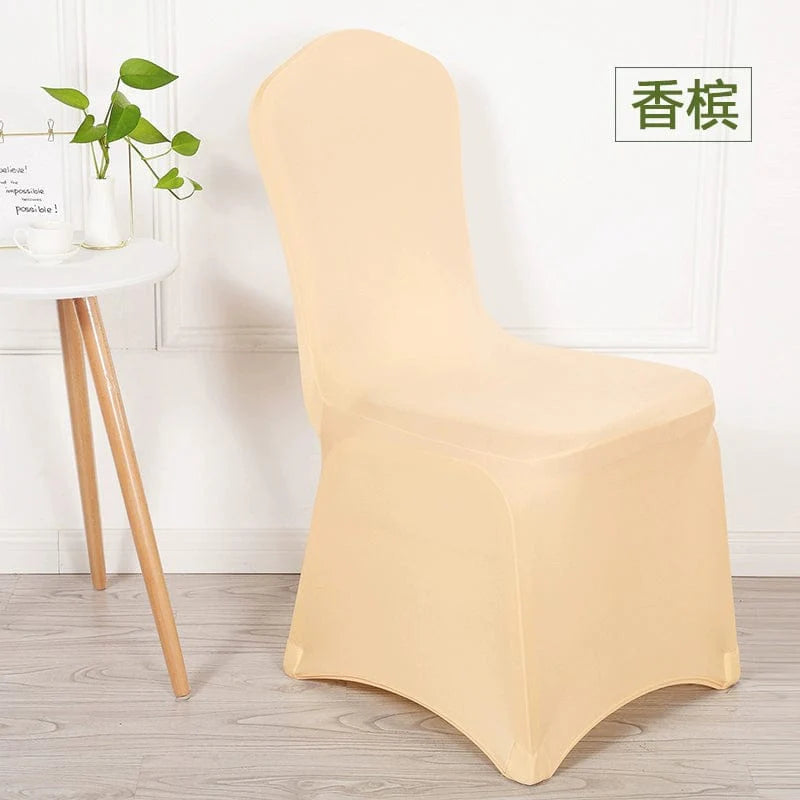 White Feixiu thickened elastic chair cover by Showlu Fashion Store, designed for modern banquet and wedding chairs.