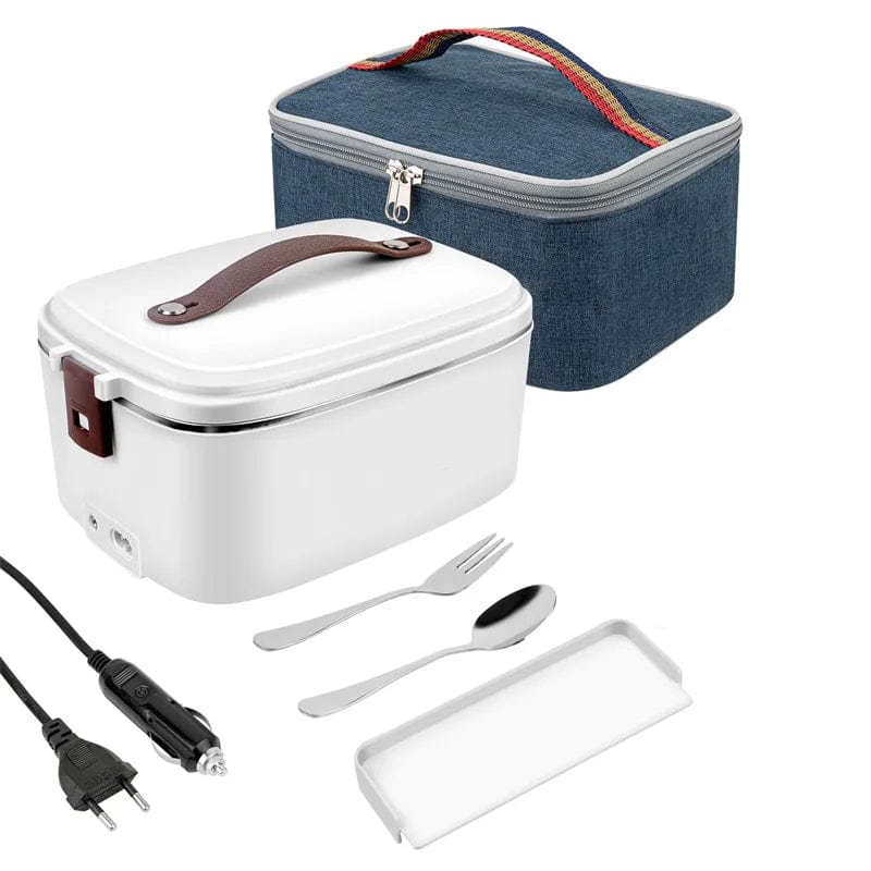 Showlu 1.8L electric heated lunch box with stainless steel interior for home and car use, portable and easy to carry.