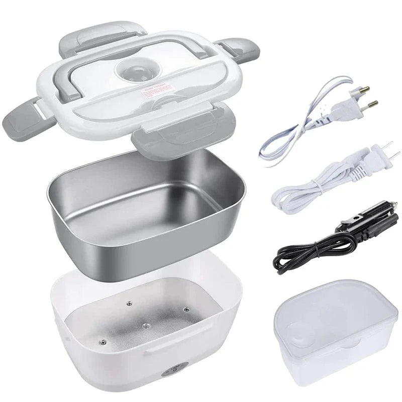 Showlu stainless steel electric heating lunch box with portable design and food warmer function, ideal for keeping meals warm on the go.