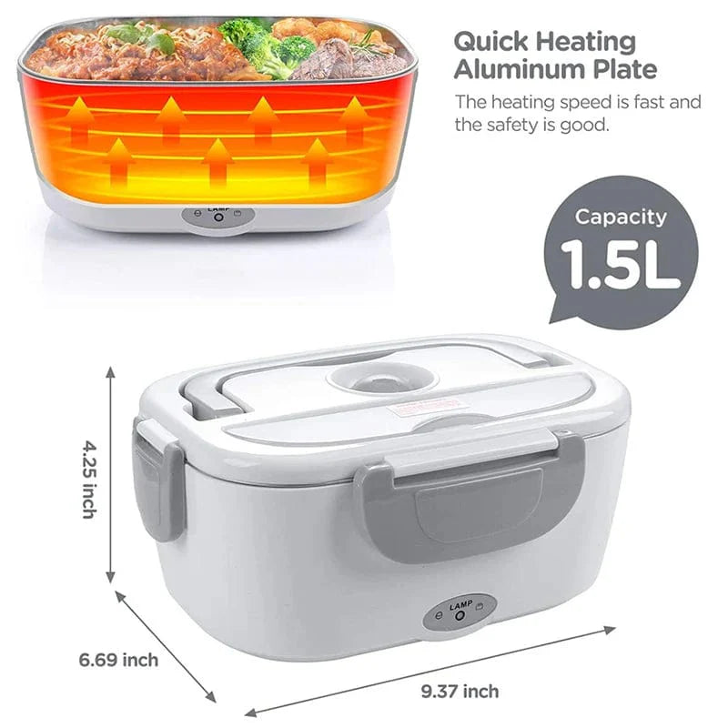 Showlu stainless steel electric heating lunch box with portable design and food warmer function, perfect for on-the-go meals.