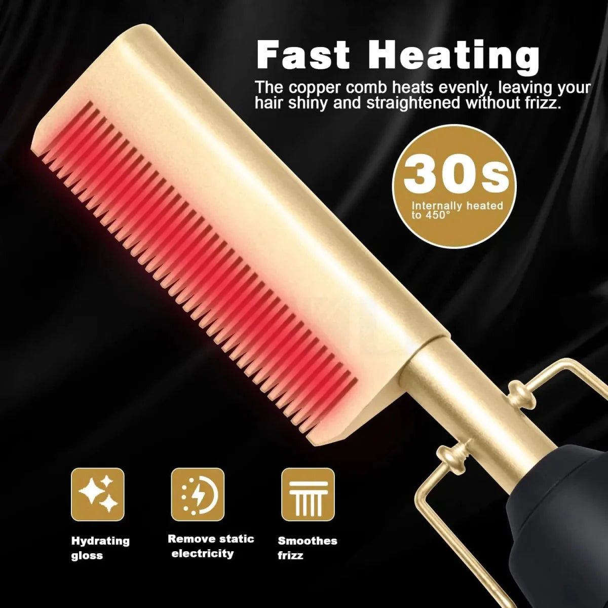 Showlu Electric Ceramic Hot Comb with LCD display, hair straightener brush for wigs and styling, suitable for American and African hair.