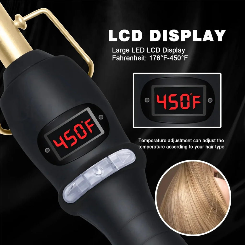 Showlu Electric Ceramic Hot Comb with LCD display, ceramic heating, for straightening wigs and styling African or American hair.