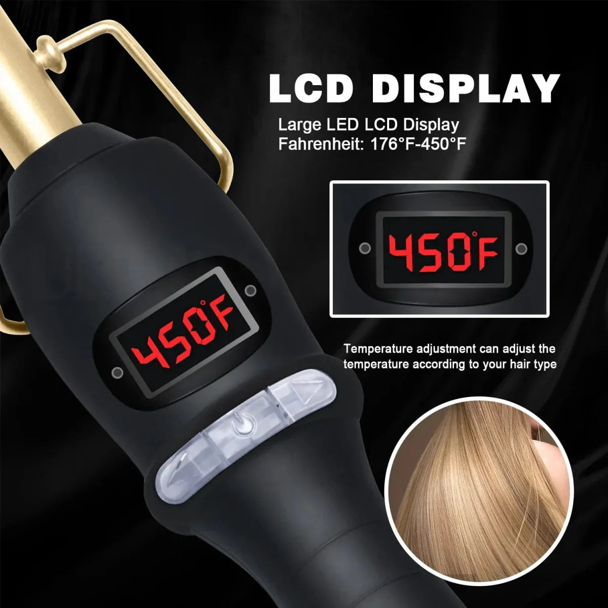 Showlu Electric Ceramic Hot Comb with LCD display, ceramic heating, for straightening wigs and styling African or American hair.