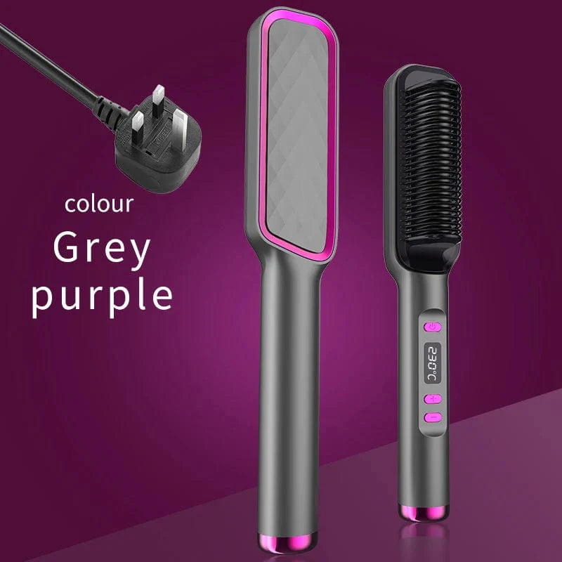 Showlu Electric Hair Straightener Comb with negative ion technology and anti-scald design for smooth, straight hair styling.