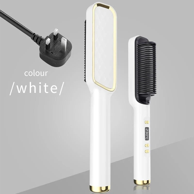 Showlu Electric Hair Straightener Comb with negative ion technology, anti-scald design, for smooth, straight hair styling.