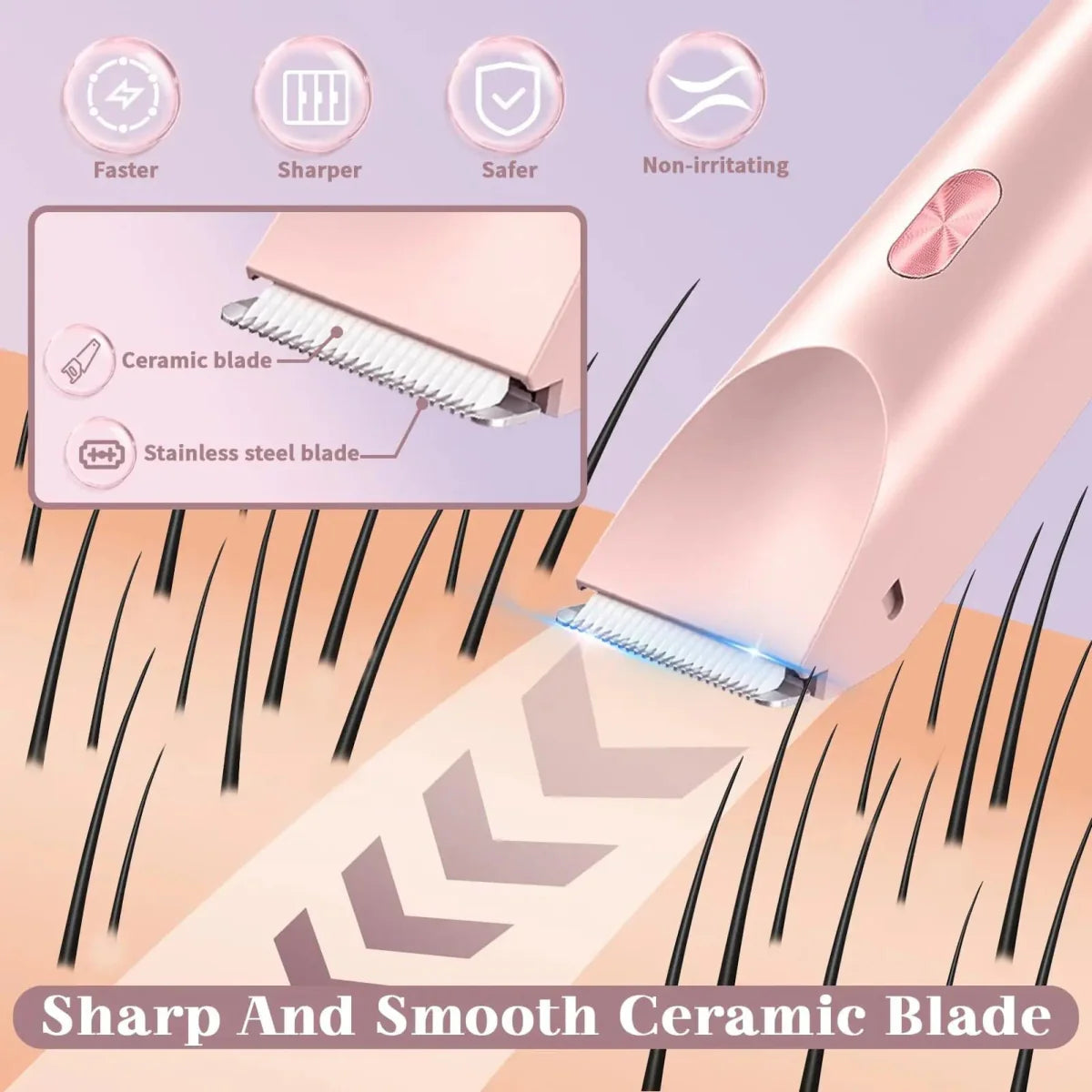 HAOYUNMA 2-in-1 electric shaver for women with waterproof design, wet and dry use, bikini trimmer, and detachable double-head.