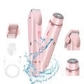 HAOYUNMA 2-in-1 electric shaver for women, waterproof wet and dry bikini trimmer with detachable double-head design.