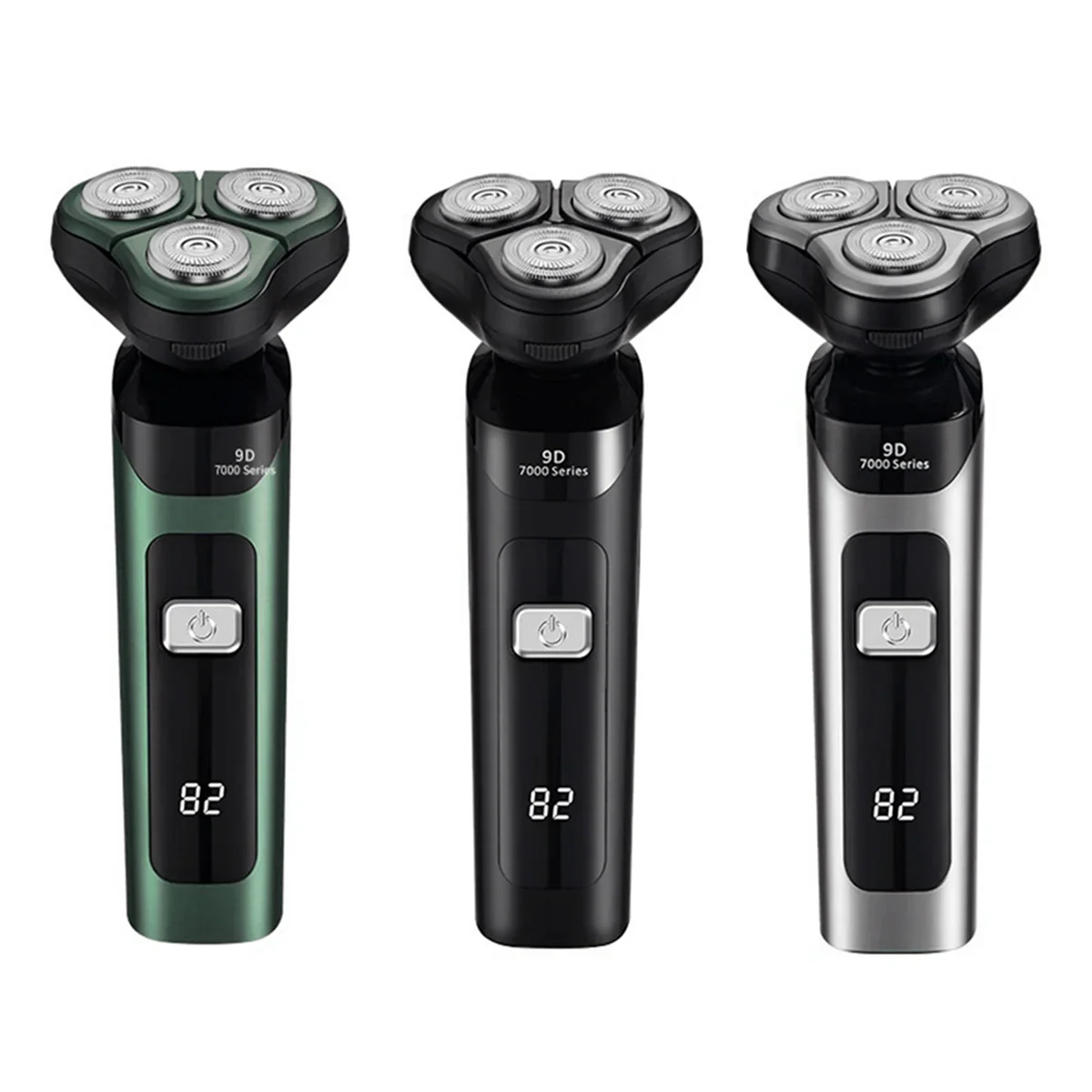 SHOWLU FASHION STORE Sokany waterproof electric shaver with LCD display, three floating heads, rechargeable and sleek black design.