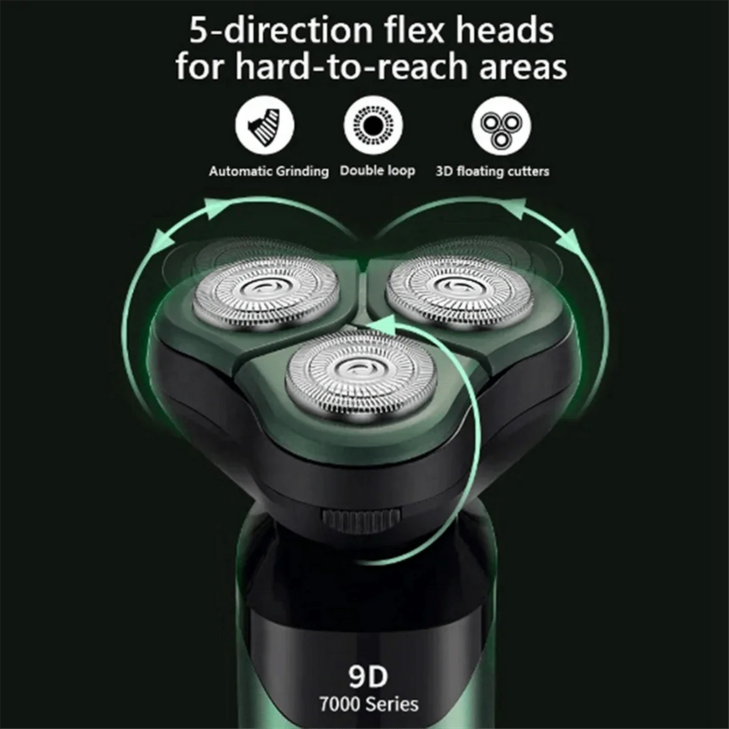 SHOWLU FASHION STORE Sokany waterproof electric shaver with LCD display, three floating heads, rechargeable, black razor for men