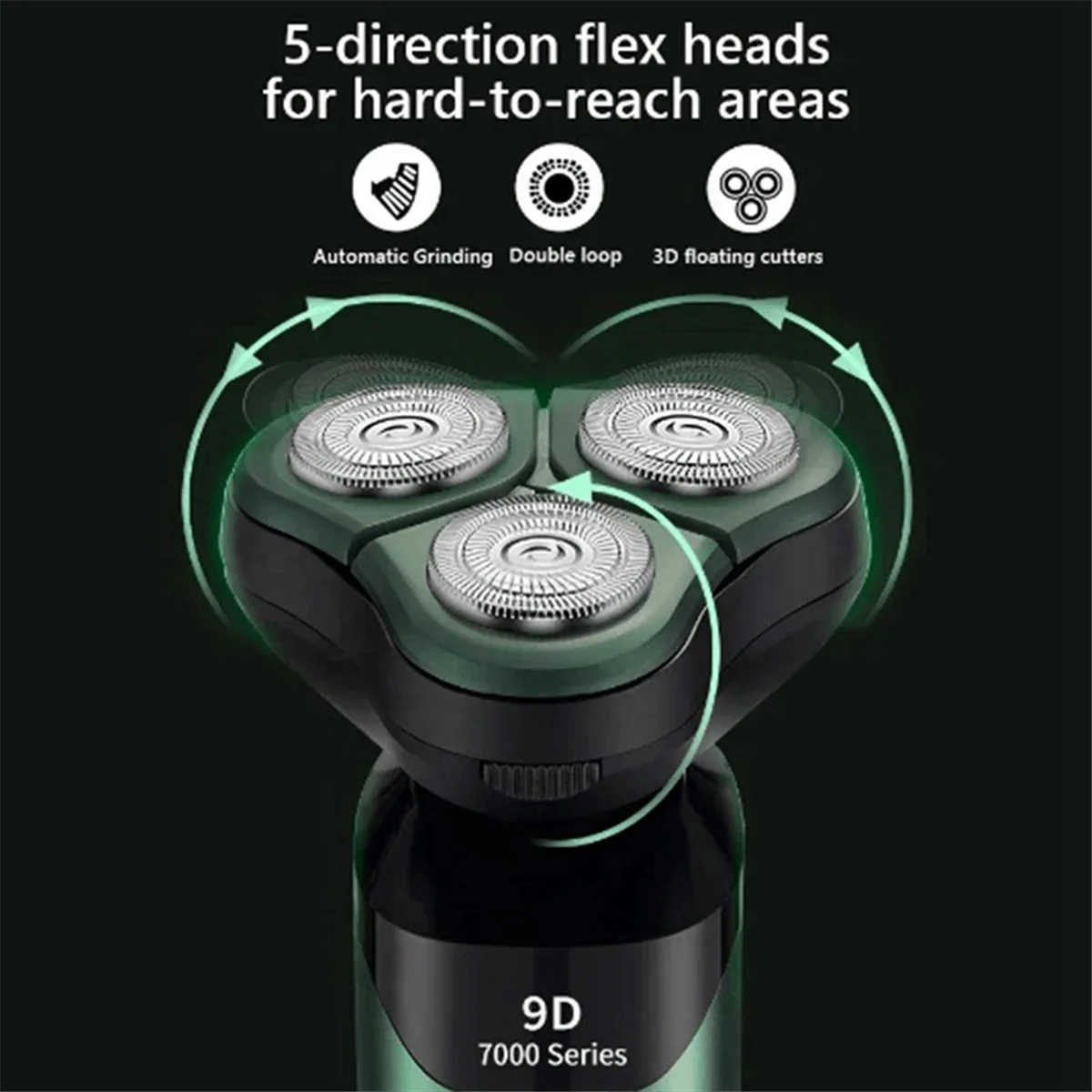 SHOWLU FASHION STORE Sokany waterproof electric shaver with LCD display, three floating heads, rechargeable, black razor for men