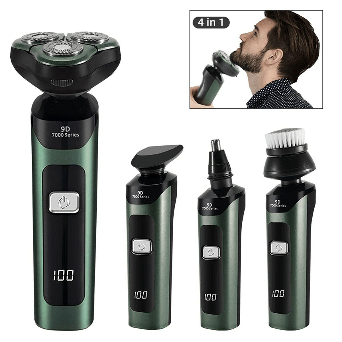 Electric Shaver LCD Digital Display Three - Head Floating Rechargeable Smart Waterproof Shaver Type - C Charge Black - SHOWLU FASHION STORE