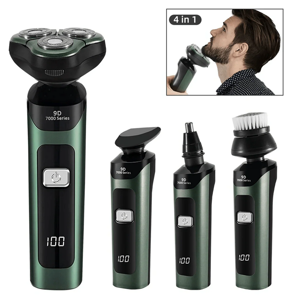 SHOWLU FASHION STORE Sokany electric shaver with LCD display, waterproof three-head floating razor, rechargeable and black.
