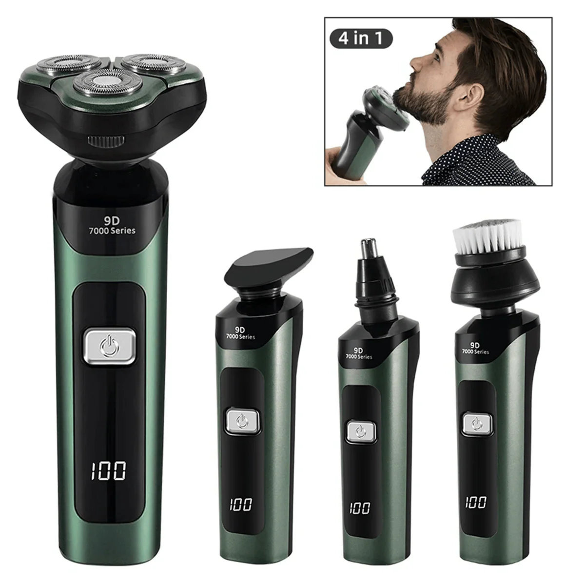 SHOWLU FASHION STORE Sokany electric shaver with LCD display, waterproof three-head floating razor, rechargeable and black.