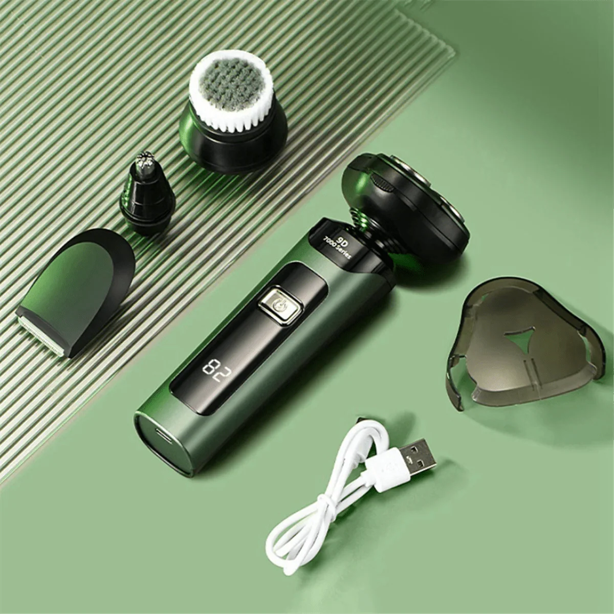 SHOWLU FASHION STORE Sokany waterproof electric shaver with three floating heads, LCD display, rechargeable, black, smart grooming device