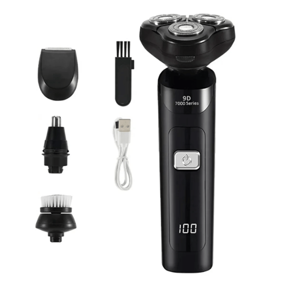 Electric Shaver LCD Digital Display Three - Head Floating Rechargeable Smart Waterproof Shaver Type - C Charge Black - SHOWLU FASHION STORE