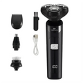 SHOWLU FASHION STORE Sokany waterproof electric shaver with three floating heads and LCD digital display, rechargeable and sleek black design